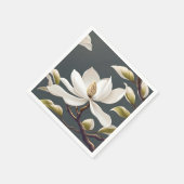 Serviette En Papier Fleur de Magnolia blanche élégante (Coin)