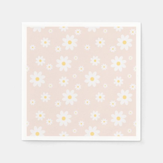Serviette En Papier Fleur de marguerite blanche classique (Devant)