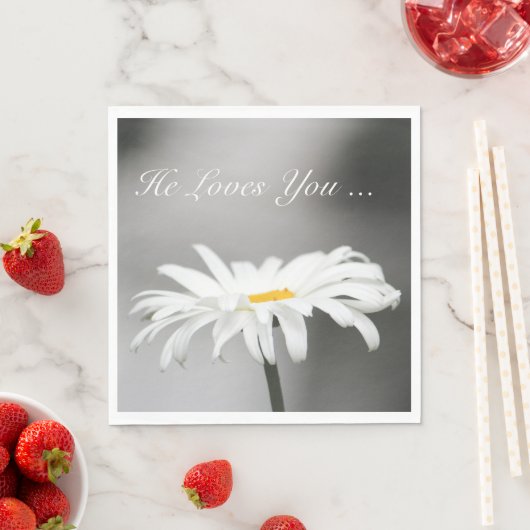 Serviette En Papier Fleur de marguerite blanche simple (En situation)