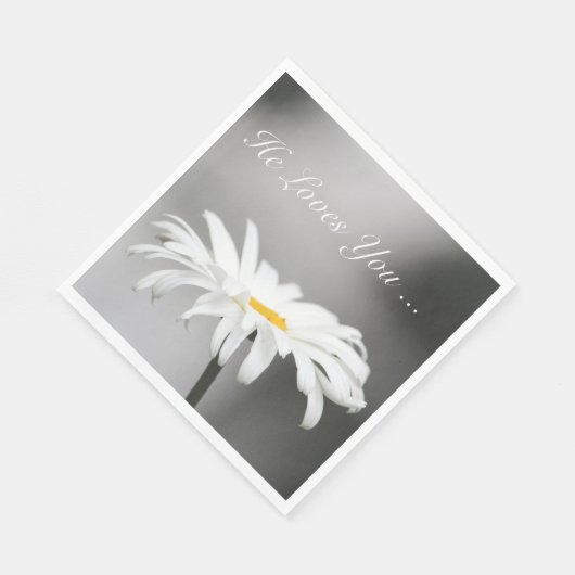 Serviette En Papier Fleur de marguerite blanche simple (Coin)
