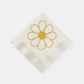 Serviette En Papier Fleur de marguerite rétro simple en jaune moutarde (Coin)