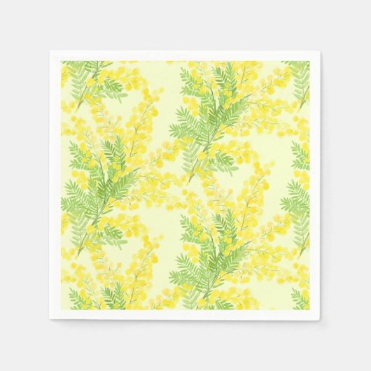 Serviette En Papier Fleur de mimosa moelleuse jaune (Devant)
