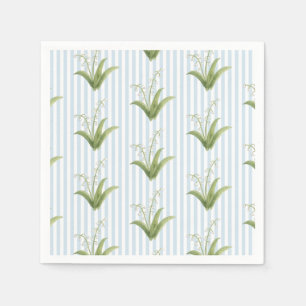 Serviette En Papier Fleur de muguet Lavage à rayures bleues