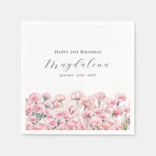 Serviette En Papier Fleur de naissance Carnation rose pour 21e anniver