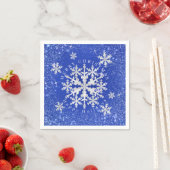 Serviette En Papier Fleur de neige Bleu Blanc (En situation)