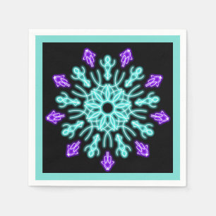 Serviette En Papier Fleur de néon pourpre et turquose