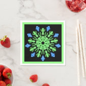 Serviette En Papier Fleur de néon vert et bleu (En situation)