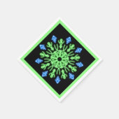 Serviette En Papier Fleur de néon vert et bleu (Coin)
