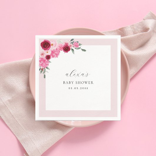 Serviette En Papier Fleur de Noël rose | Baby shower féminin hiver