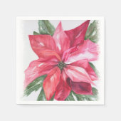 Serviette En Papier Fleur de Noël Rouge Poinsettia (Devant)