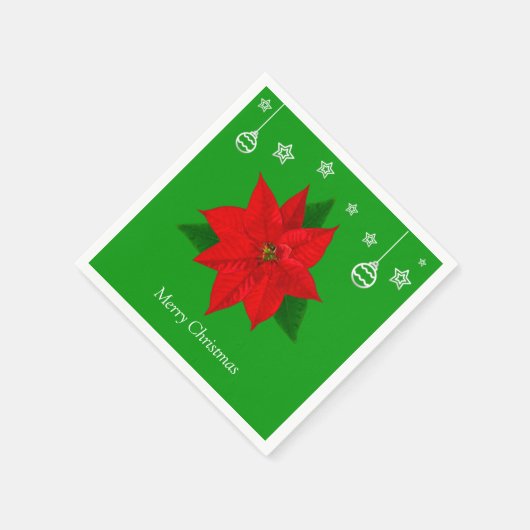 Serviette En Papier Fleur de Poinsettia en vert (Coin)