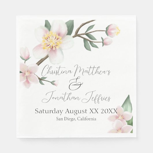 Serviette En Papier Fleur de pomme d'aquarelle romantique (Devant)