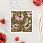 Serviette En Papier Fleur de pomme sur vert foncé (En situation)