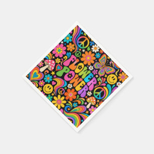 Serviette En Papier Fleur de pouvoir Groovy Maison Rétro