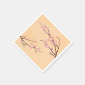 Serviette En Papier Fleur de prune rose sur jaune (Coin)