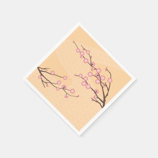 Serviette En Papier Fleur de prune rose sur jaune (Coin)