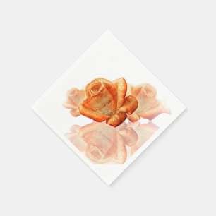 Serviette En Papier Fleur de Rose corail avec Partition