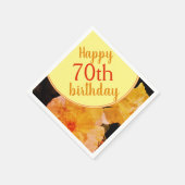 Serviette En Papier Fleur de rose jaune 70e fête d'anniversaire (Coin)