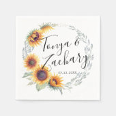 Serviette En Papier Fleur de soleil rustique | MARIAGE (Devant)