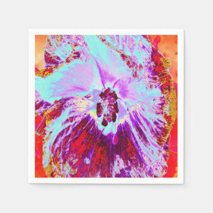 Serviette En Papier Fleur de Tilleul Tropical Abstrait Aqua et Hibiscu