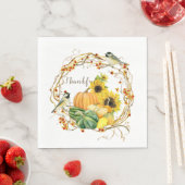 Serviette En Papier Fleur de tournesol Merci Automne Citrouille Thanks (En situation)