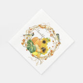 Serviette En Papier Fleur de tournesol Merci Automne Citrouille Thanks (Coin)