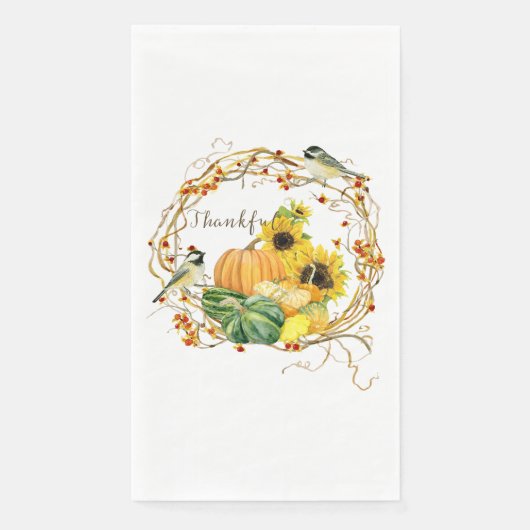 Serviette En Papier Fleur de tournesol Thanksgiving Merci Citrouille a (Devant)