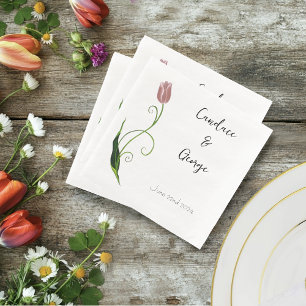 Serviette En Papier Fleur de tulipe rose
