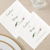 Serviette En Papier Fleur de tulipe rose