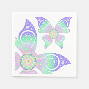 Serviette En Papier Fleur de vie / Blume des Lebens - papillon