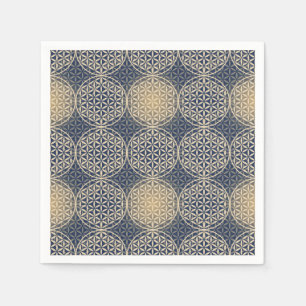 Serviette En Papier Fleur de vie - motif de timbre - sable bleu