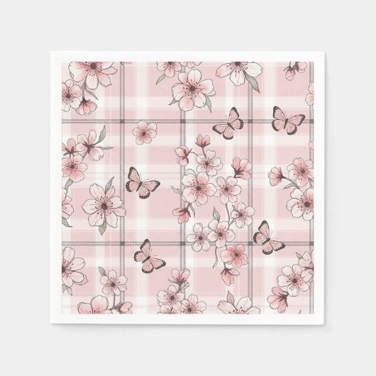 Serviette En Papier Fleur d'élégant papillon (2) (Devant)