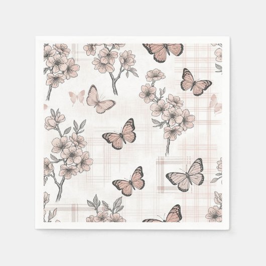 Serviette En Papier Fleur d'élégant papillon (4) (Devant)