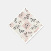 Serviette En Papier Fleur d'Élégant Papillon (5) (Coin)