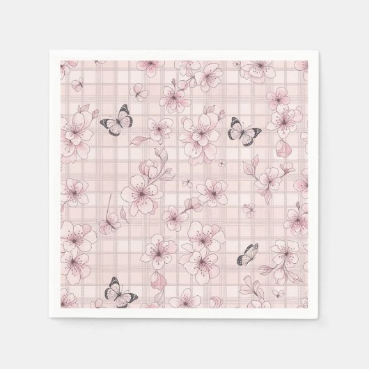Serviette En Papier Fleur d'Élégant Papillon (7) (Devant)