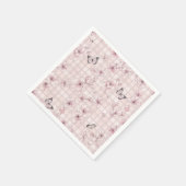 Serviette En Papier Fleur d'Élégant Papillon (7) (Coin)