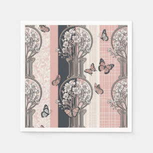Serviette En Papier Fleur d'Élégant Papillon (8)