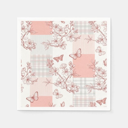 Serviette En Papier Fleur d'Élégant Papillon (9) (Devant)