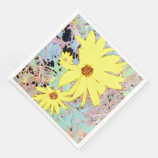 Serviette En Papier Fleur d'été jaune (Coin)