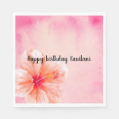 Serviette En Papier Fleur d'Hibiscus de Pêche rose Tropical (Devant)