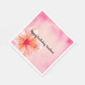 Serviette En Papier Fleur d'Hibiscus de Pêche rose Tropical (Coin)