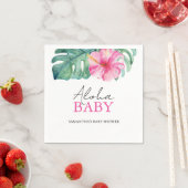 Serviette En Papier Fleur d'Hibiscus du Baby shower tropical (En situation)