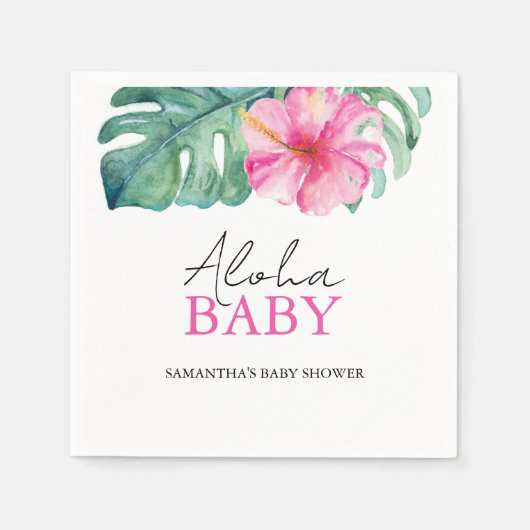 Serviette En Papier Fleur d'Hibiscus du Baby shower tropical (Devant)