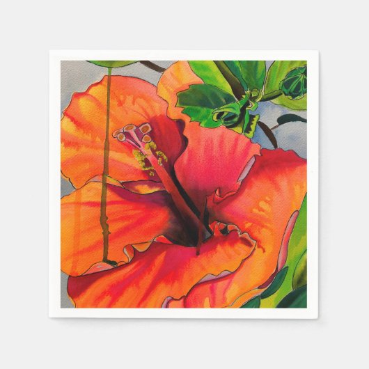 Serviette En Papier Fleur d'Hibiscus du néon tropical (Devant)