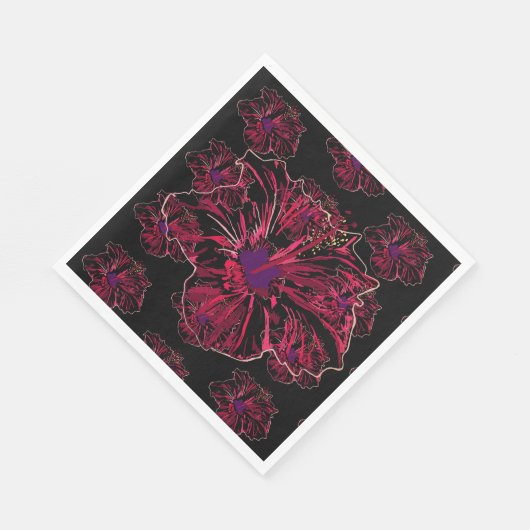 Serviette En Papier Fleur d'Hibiscus rouge (Coin)
