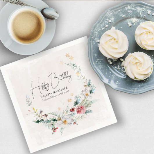 Serviette En Papier Fleur d'hiver Fleur de neige 60e anniversaire