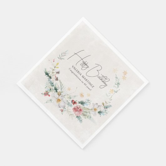 Serviette En Papier Fleur d'hiver Fleur de neige 60e anniversaire (Coin)