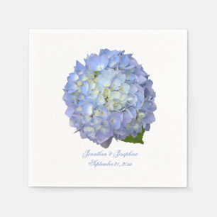 Serviette en papier fleur d'hortensia bleu réel de