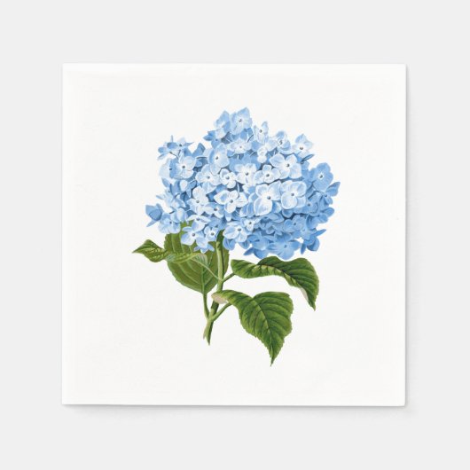 Serviette En Papier Fleur d'hydrangea antique bleu ciel doux (Devant)