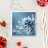 Serviette En Papier Fleur d'Imaginaire Bleu Fancy (En situation)